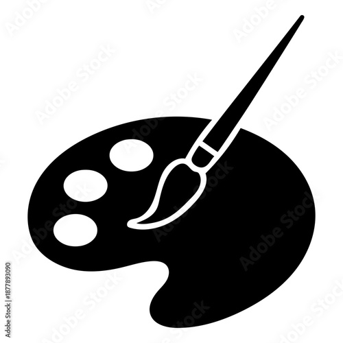 Creative Painting Icon Black Silhouette vector on White Background
