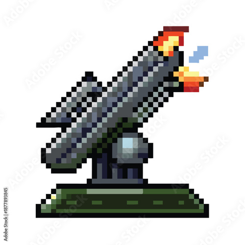 Pixel Art Anti-Air Missile Turret Defense System Game Asset