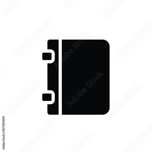 Black closed notebook with ring binding icon simple illustration on white background for business or education use