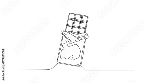 World Chocolate Day. One continuous line art drawing of chocolate design vector illustration on transparent background