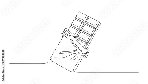 World Chocolate Day. One continuous line art drawing of chocolate design vector illustration on transparent background