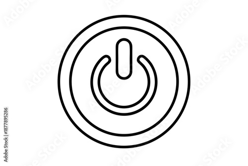 Outlined Power Button Icon – Minimal Line Art On Off Symbol for Digital Startups