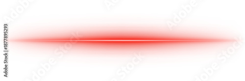 Bright red neon light streak with glare and shine isolated. Horizontal laser beam effect for motion graphics, tech or action scenes