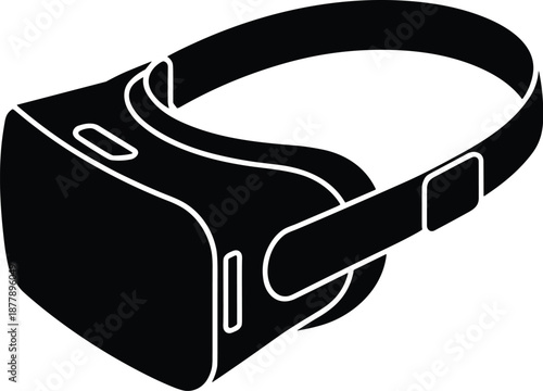 Sleek black virtual reality headset device for gaming and immersive experiences showcasing modern technology and innovation in entertainment and simulation for metaverse applications and digital trans