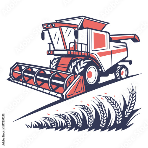Agricultural combine harvester in action