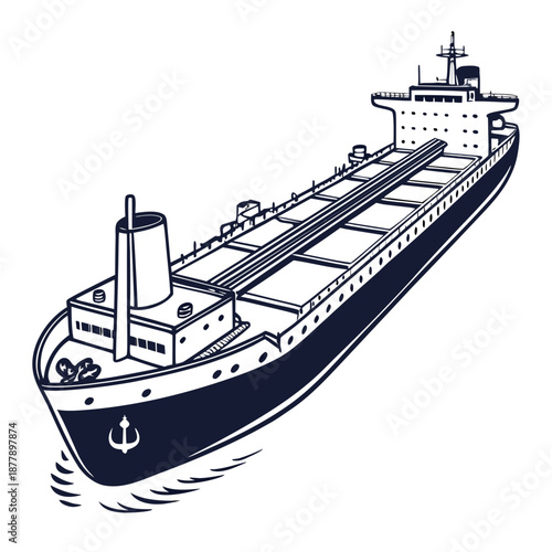 Large cargo ship illustration