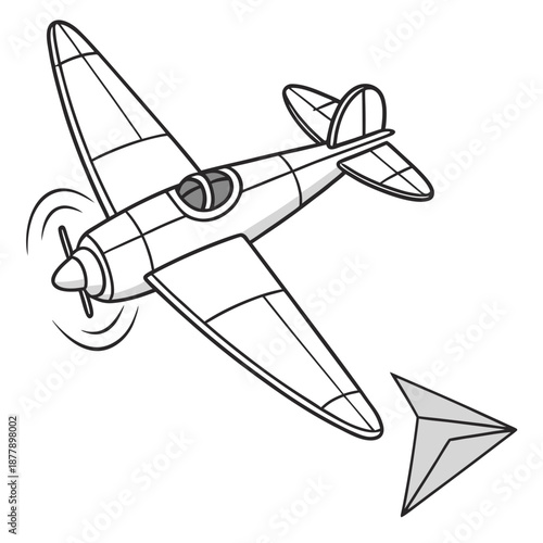 Vintage propeller airplane illustration