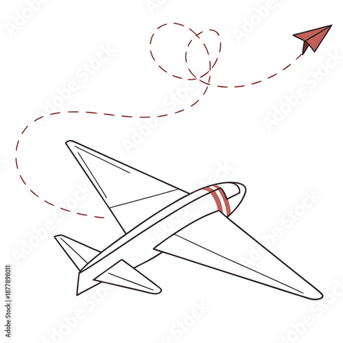 Paper airplane flying