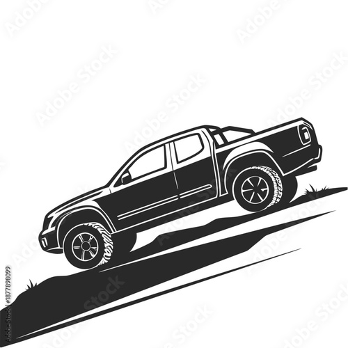 Black pickup truck off-road