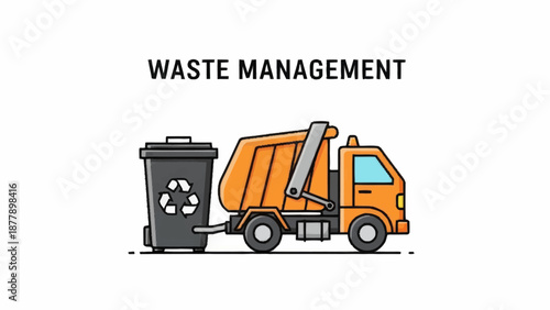 Waste Management Truck Collecting Garbage and Recycling.