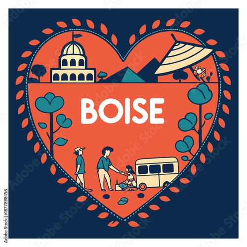 Boise Community Care and Volunteer Flat Design Heart Illustration