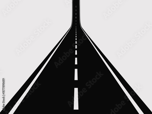 Abstract black and white road receding into distance perspective highway travel transportation background concept for future direction journey website banner minimalist design graphic resource busines