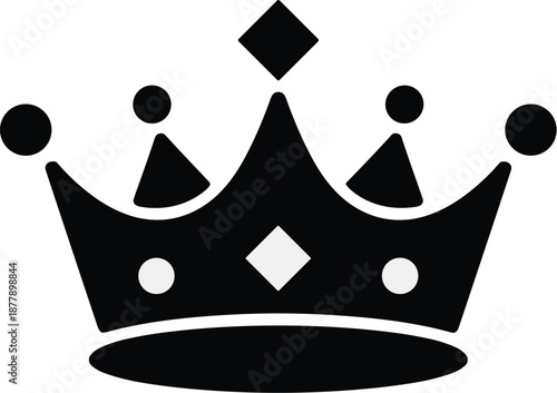 Elegant black crown icon illustration for royal family crest design in modern minimalist style kingdom monarchy symbol for leadership success and achievement business concept on white background for g