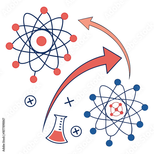 Dynamic visualization of a chemical reaction process illustrating energy exchange, abstract design for scientific and technology themes.