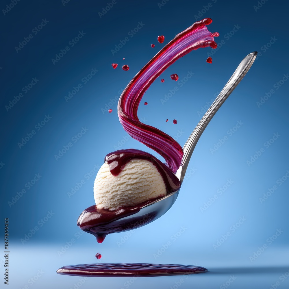 custom made wallpaper toronto digitalVanilla Ice Cream with Berry Sauce on a Levitating Spoon