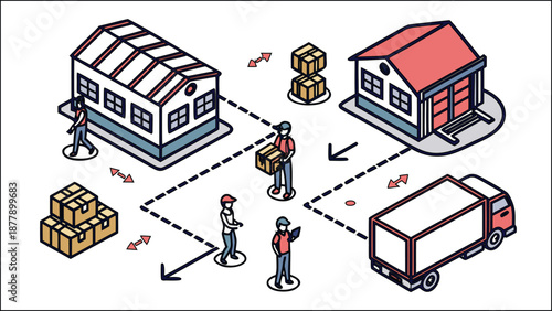 Isometric vector illustration of a 3d city set featuring transport icons, urban buildings, houses, and industrial factory construction on a map with street roads and trees