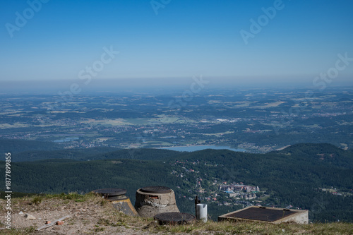 Sněžka Peak, Poland 02 July 2025, walk on Sněžka and view of Poland and the Czech Republic, visit to the top of the mountain.
