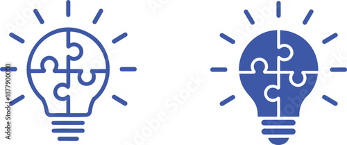 Blue light bulb puzzle pieces lightbulb idea