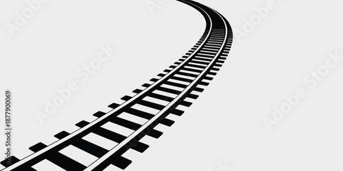 Curved Railroad Tracks Perspective Leading to Future Opportunities Rail Transport Infrastructure Rail Line Design for Logistics Industry Business Travel Concept Transportation System Graphic Resource