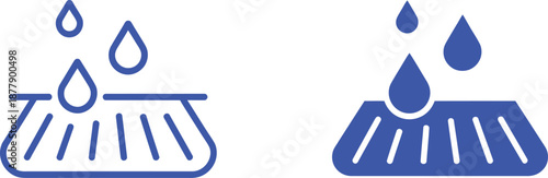 Blue water drops falling on fabric surface liquid