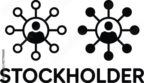 Stockholder Icon Graphic Illustration Showing Connected Stakeholder Network for Corporate Finance Investments and Business Growth Strategy Planning with Teamwork and Partnership Concept for Company Su