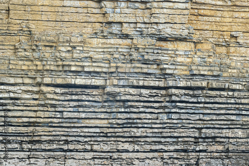 Εκτύπωση καμβά Layered Rock Strata from the cliffs at Nash Point, South Wales