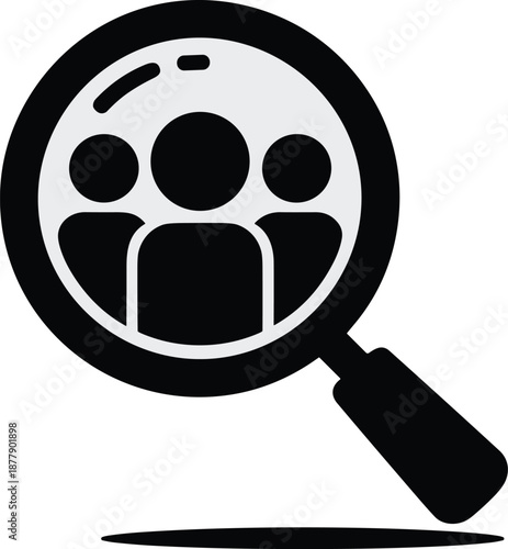 Team Search Recruitment with Magnifying Glass Icon Finding Employees for Job Vacancy Hiring Talent for Corporate Business Industry Human Resources Management and Workforce Solutions Minimalist Modern