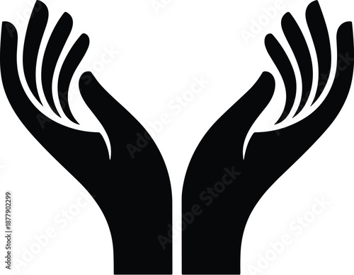 Open hands vector illustration graphic representing care support protection charity donation concept isolated on white background for healthcare nonprofit organization website medical presentation or