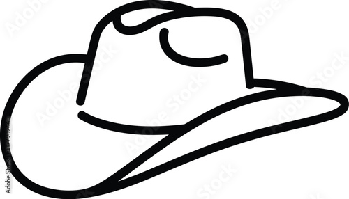 Minimalist line art illustration of cowboy hat for western fashion designs rodeo event promotions or country music festival advertisements simple outline drawing for fashion blog article or website el