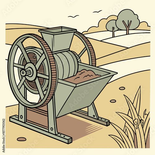 Traditional grain mill in a rural setting