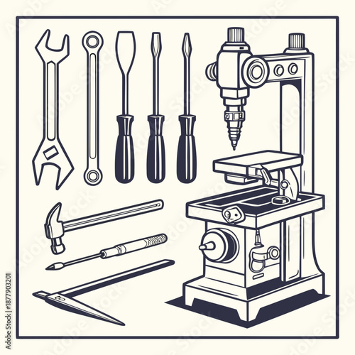 Tools and machinery illustration