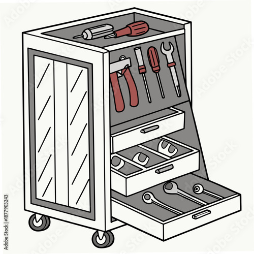 Tool cart with various tools