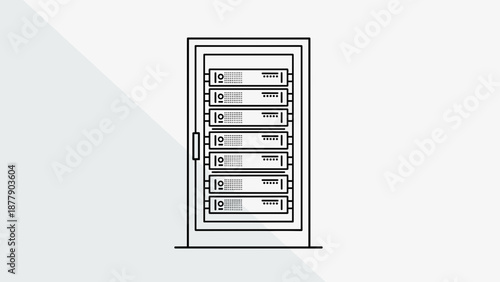 Server Rack with Multiple Storage Units.