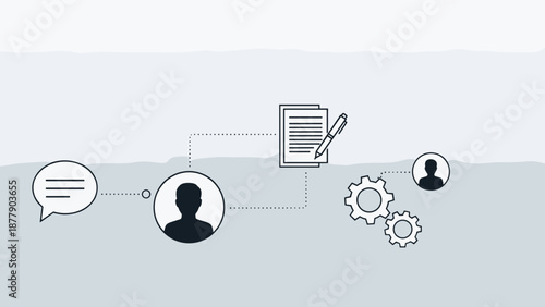 Simple Line Icons Representing Communication Process.