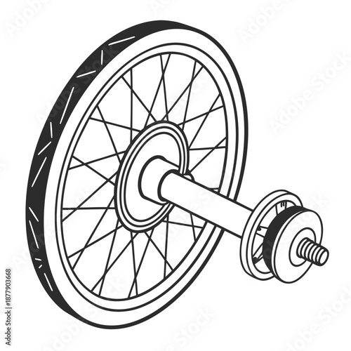 Vintage spoked wheel illustration