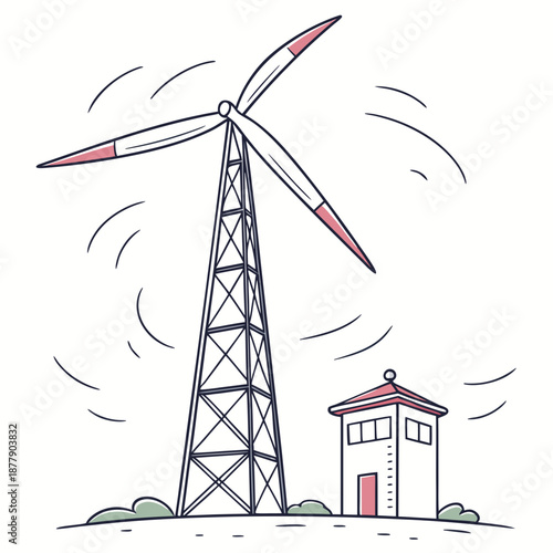 Wind turbine and control building
