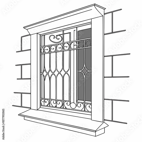 Decorative iron window grill