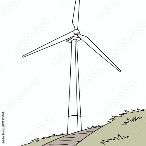 Wind turbine on a hill