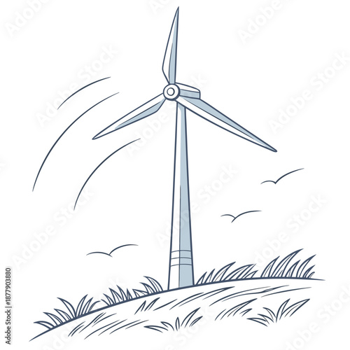 Wind turbine in a field