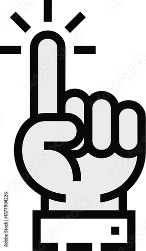 Hand finger pointing upwards in simple line art style icon for user interface design pressing or selecting concept hand gesture illustration for website ui ux design mobile app development presentatio