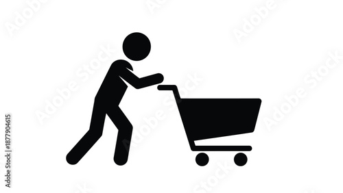 Person pushing shopping cart in motion
