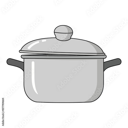 Gray Pot with Lid and Handles.