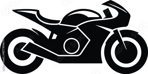 Black silhouette motorcycle vector illustration graphic design of modern motorbike racer silhouette for transportation and speed concept sport vehicle logo branding template for print and web design m