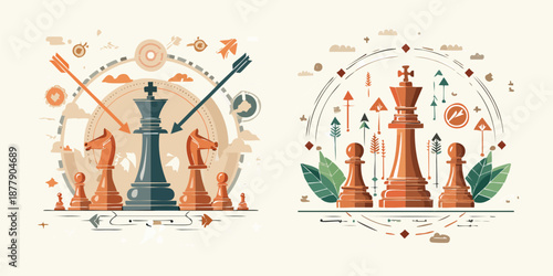 illustration Of Chest an Military strategy concept 