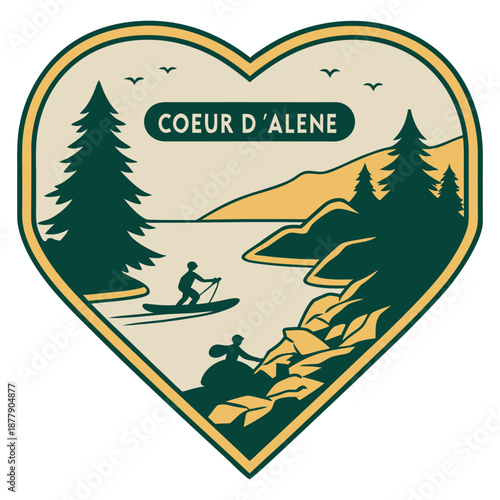 Coeur d'Alene Lake Summer Outdoor Activity Patch Illustration