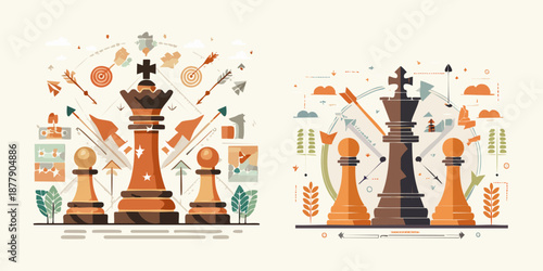illustration Of Chest an Military strategy concept 