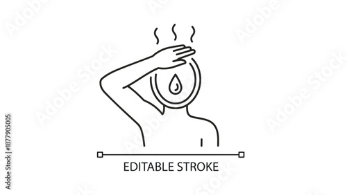 Person feeling hot with sweat drop on forehead