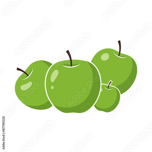 Group of Green Apples Illustration.
