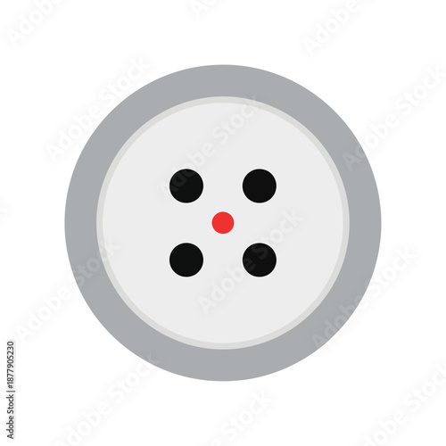 White Button with Four Black Dots.