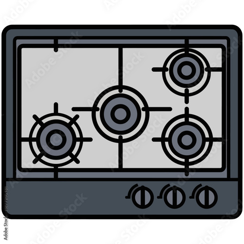 Gas Stove Top with Four Burners.